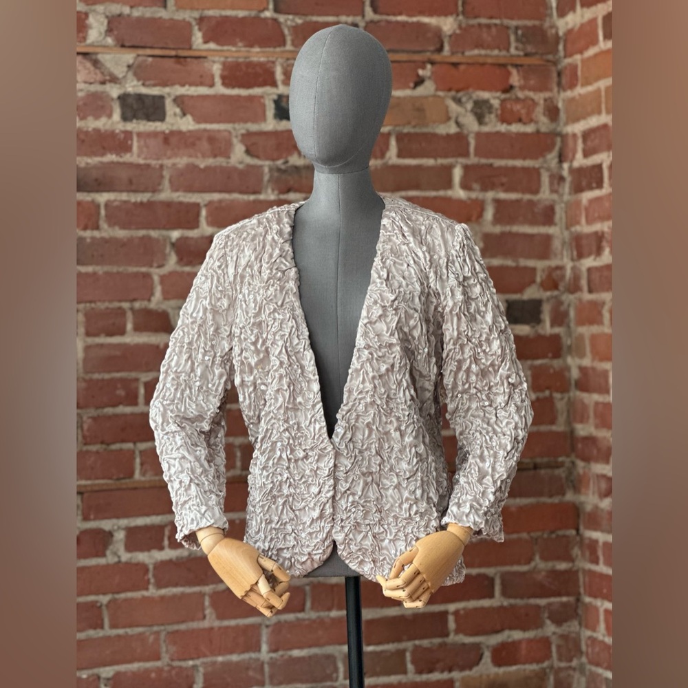 Champagne Sequin Blazer Women | Crinkled Textured Sparkle Jacket